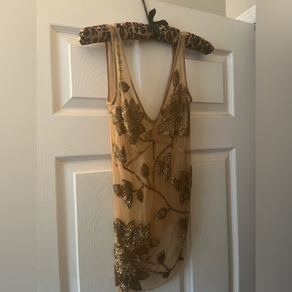 Gold Sequin Embellished Sheer Top